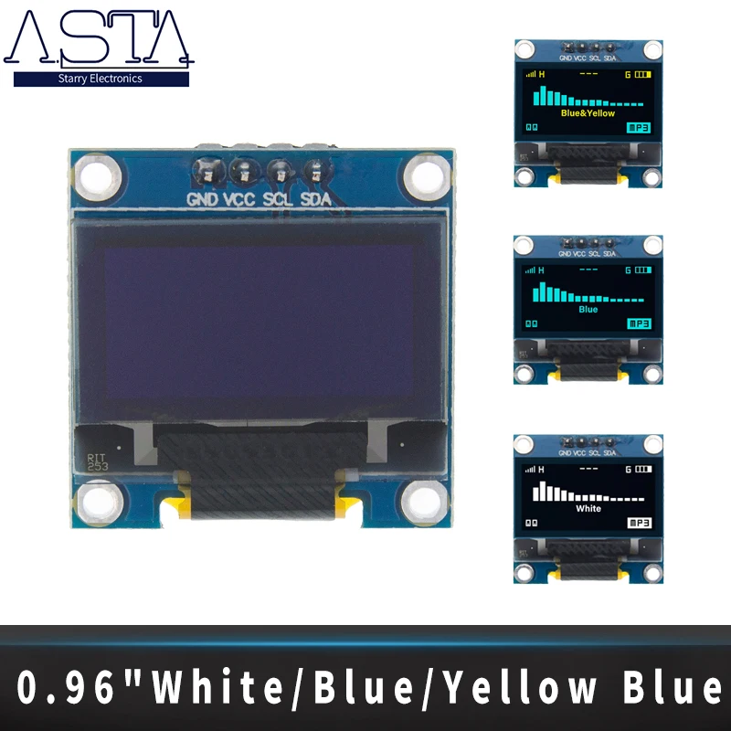 

NEW 100pcs 0.96 inch IIC Serial White/Blue/Yellow OLED Display Module 128X64 I2C SSD1306 12864 LCD Screen Board for Arduino