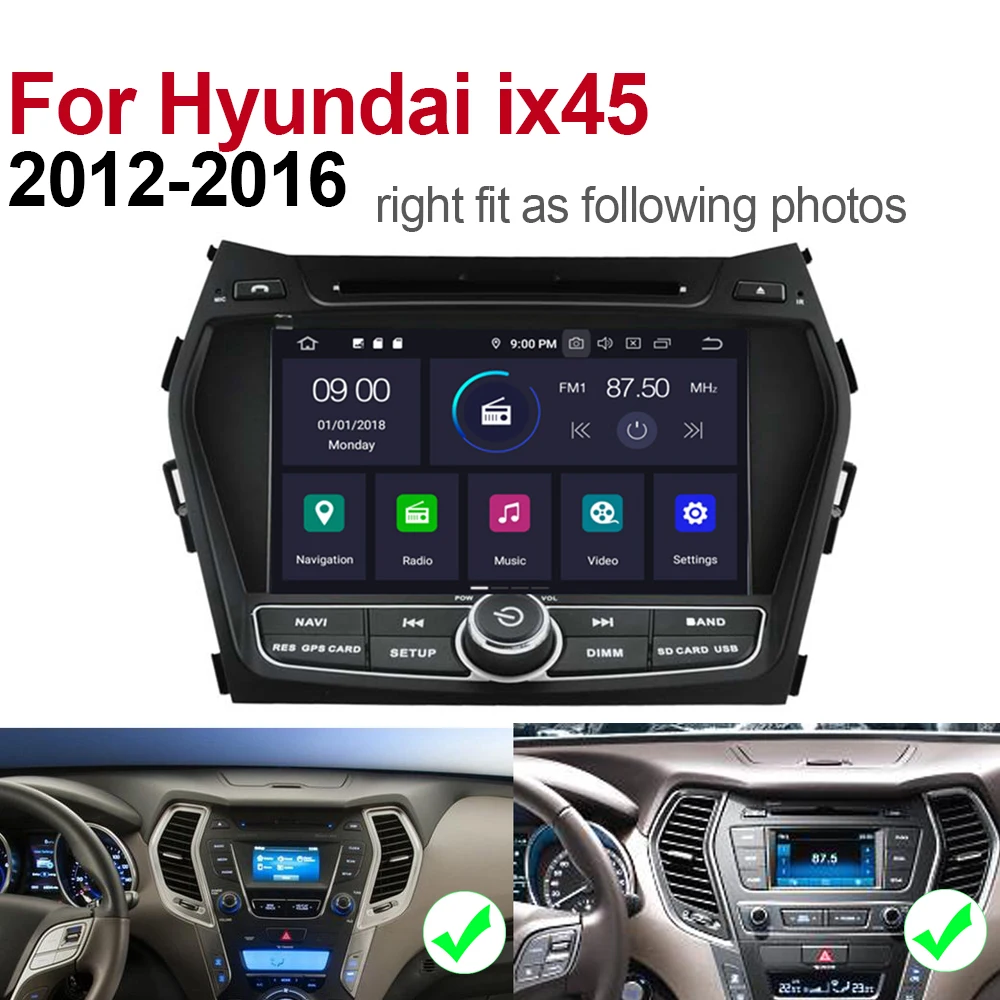 ZaiXi Android автомобильный мультимедийный плеер 2 Din wifi gps навигация Авторадио для hyundai ix45 2012 2013 20152016 сенсорный экран