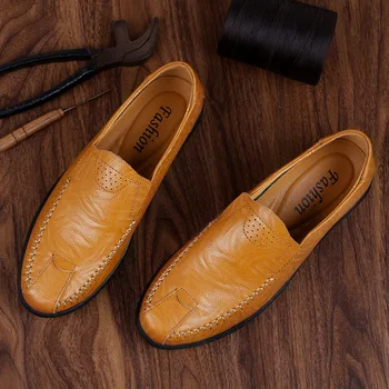 

Mocassin Homme Men Shoes Hollow Out Hand Sewing Genuine Leather Size 46 47 Sapatos Masculino
