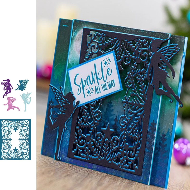 

4 Cute Elves And Rectangular Frames Metal Cutting Dies For DIY Scrapbooking Album Paper Card Making Cutting Dies2019