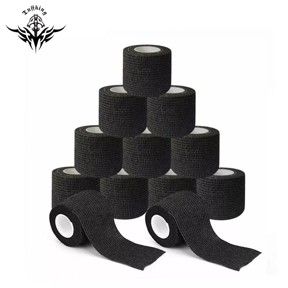 H9745116155464e008ce4ab441bcb586bL 5/10/15/20 Black Tattoo Grip Bandage Cover Wraps Tapes Nonwoven Waterproof Self Adhesive Finger Protection Tattoo Accessories Mallzona