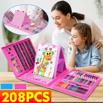 

208PCS Kids Painting Art Set Colored Pencil Crayon Watercolors Pens Drawing Set Toy Drawing Art Marker Pens Children Gifts
