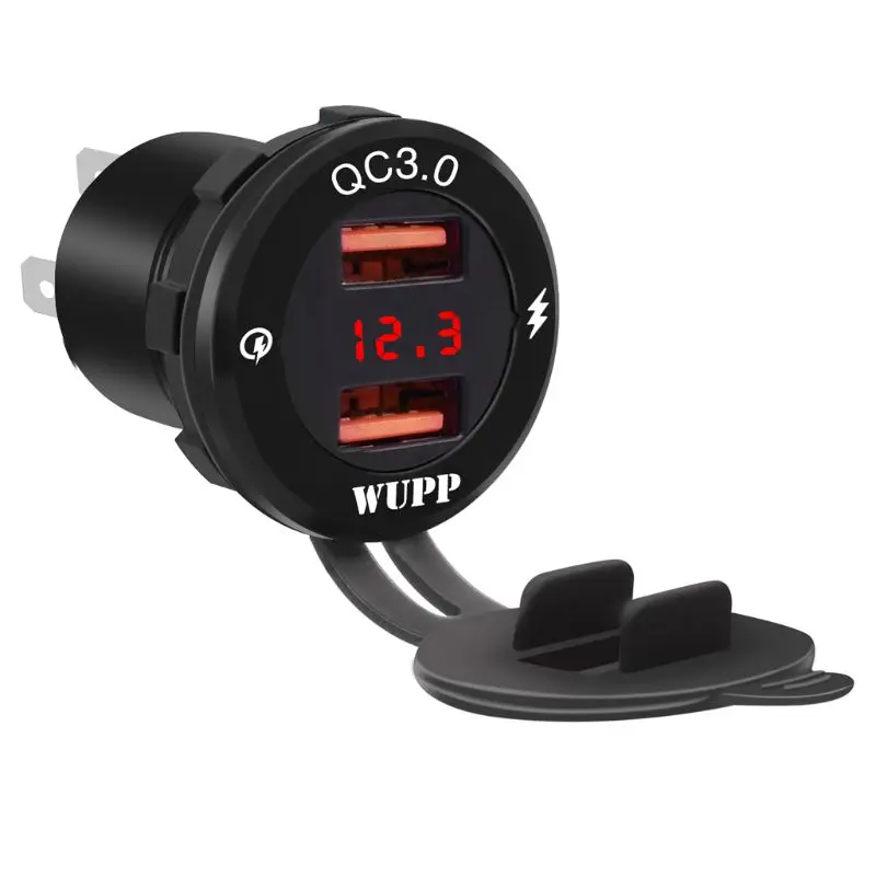 12 V/24 V Алюминий Водонепроницаемый двойной QC3.0 для быстрой зарядки с usb-портом, Зарядное устройство гнездо Мощность розетка адаптер с светодиодный вольтметр для автомобиля МОРСКОЙ лодочный мотор