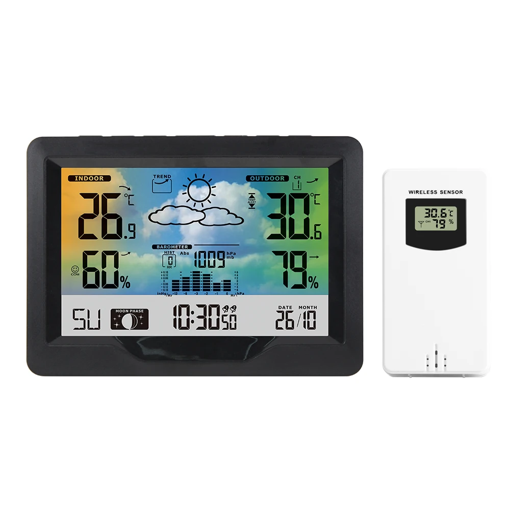 Wireless Weather Station Indoor Outdoor Forecast With Outdoor Sensor Digital Temperature and Humidity Gauge