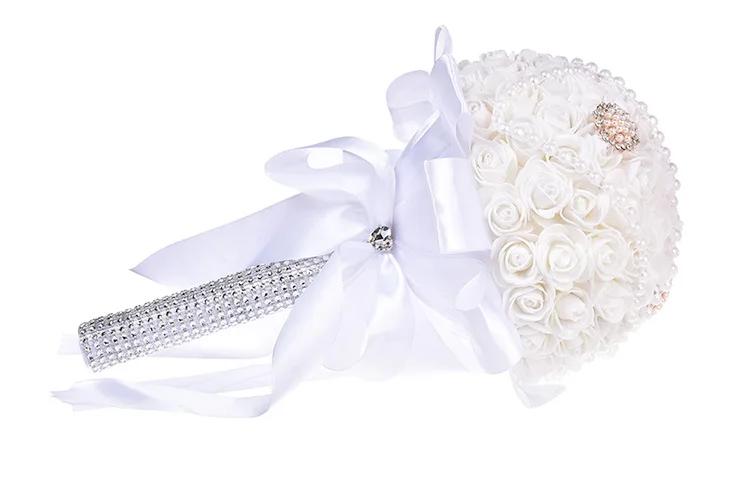 Хрустальный свадебный букет с жемчугом розы невесты свадебное цветочное Мыло свадебный букет из роз лента поддельные SPH180