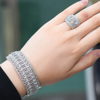 

GODKI Jimbora New Luxury African Bangle Ring Fashion CZ Zircon Dubai Wedding Bridal Jewelry Sets For Women Daily Fashion Jewelry