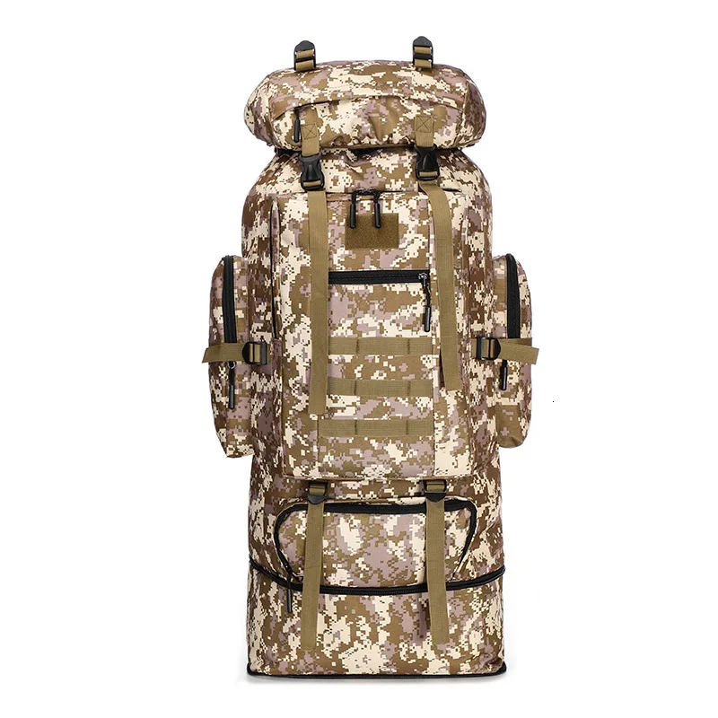 Super Capacity Camouflage Shoulders 100l Men Travel Backpack Sport Bags Duffle Bag Luggage Bag Duffel Bags Weekend Bag Trip - Цвет: brown