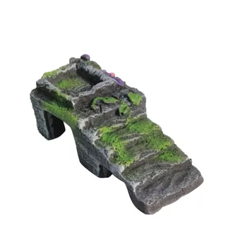 

Aquarium Landscaping Rockery Fish Tank Reptile Basking Rock Turtle Stone Bridge Hideout Ornament for Climbing Decoration (Size S