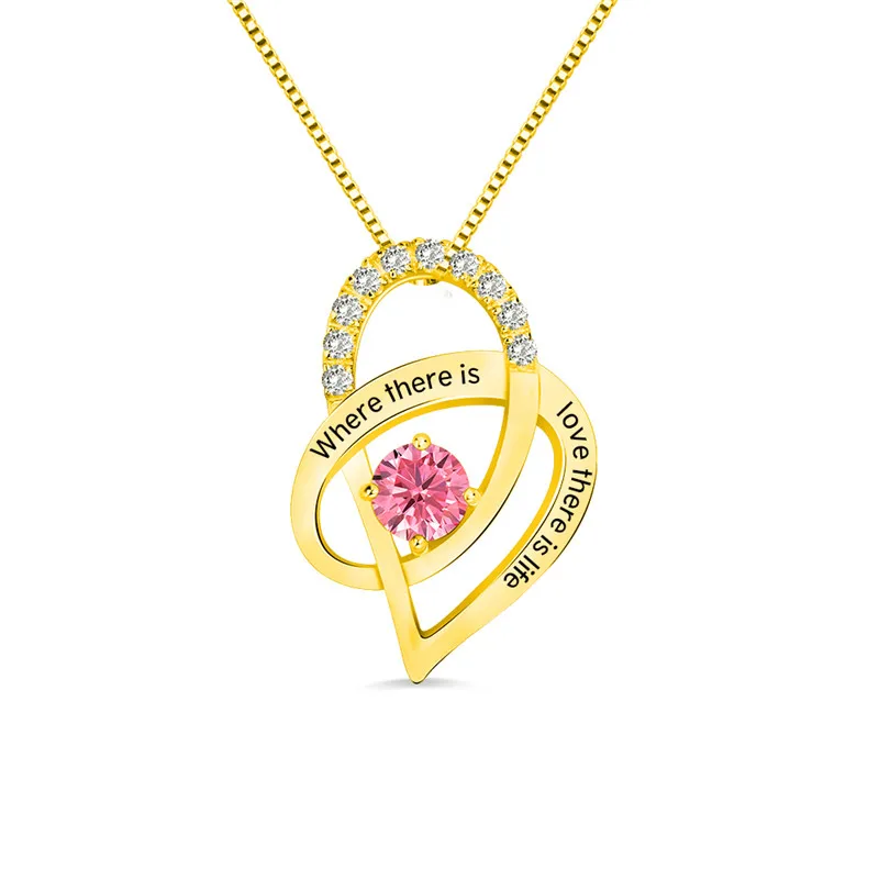 AILIN, заказное ожерелье со словами, 925 пробы, серебряное ожерелье с зодиакальным камнем, ожерелье с подвеской в виде сердца для мамы и мамы - Окраска металла: gold