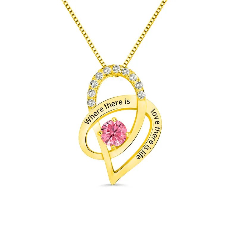 gold AILIN, заказное ожерелье со словами, 925 пробы, серебряное ожерелье с зодиакальным камнем, ожерелье с подвеской в виде сердца для мамы и мамы - Окраска металла: gold