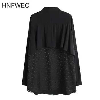 

Women Back Ruffles Perspective Big Size Blouse New Lapel Long Sleeve Loose Fit Shirt Fashion Tide Spring Autumn 2020 V830