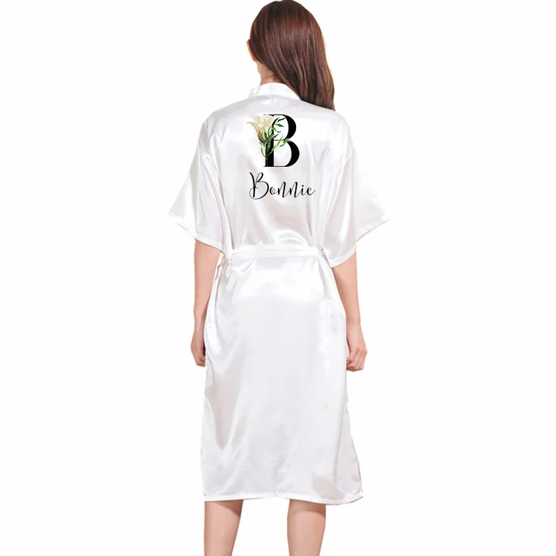 Flower English Letter Printing Wedding Robes Bride Robe Bridesmaid Robe