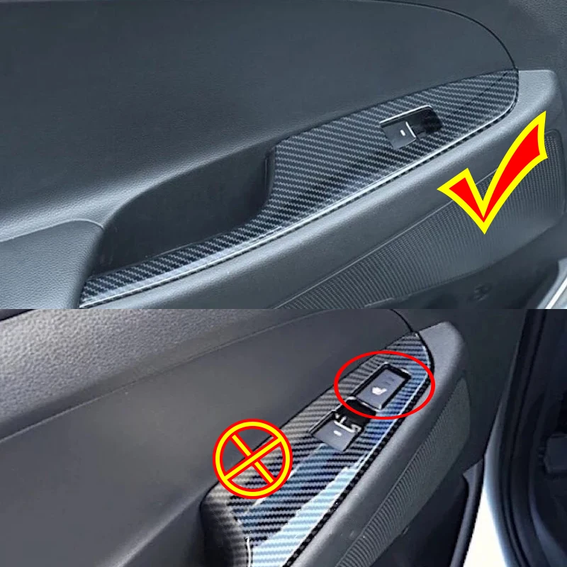 2015 16 17 18 2019 For Hyundai Tucson ABS Matte/Carbon Car Armrest Window Glass Lift Switch Button Trim Cover Accessories 4pcs