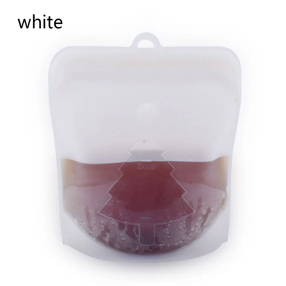 White Силиконовый мешок для еды, нулевые отходы, Ziplock, свежие герметичные пакеты, контейнер для хранения еды, многоразовый мешок для закусок, овощей, фруктов, сэндвич-мешок - Цвет: White