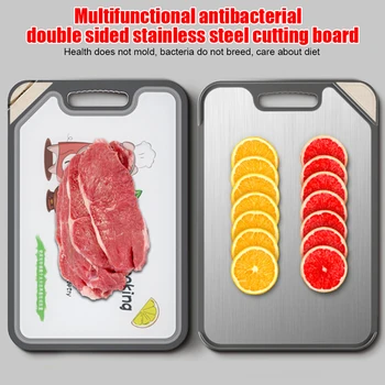 

Double Sided Stainless Steel Low Noise Easy Clean Cutting Board No Slip Home Kitchen Non Toxic Chopping Thickened Mould Proof