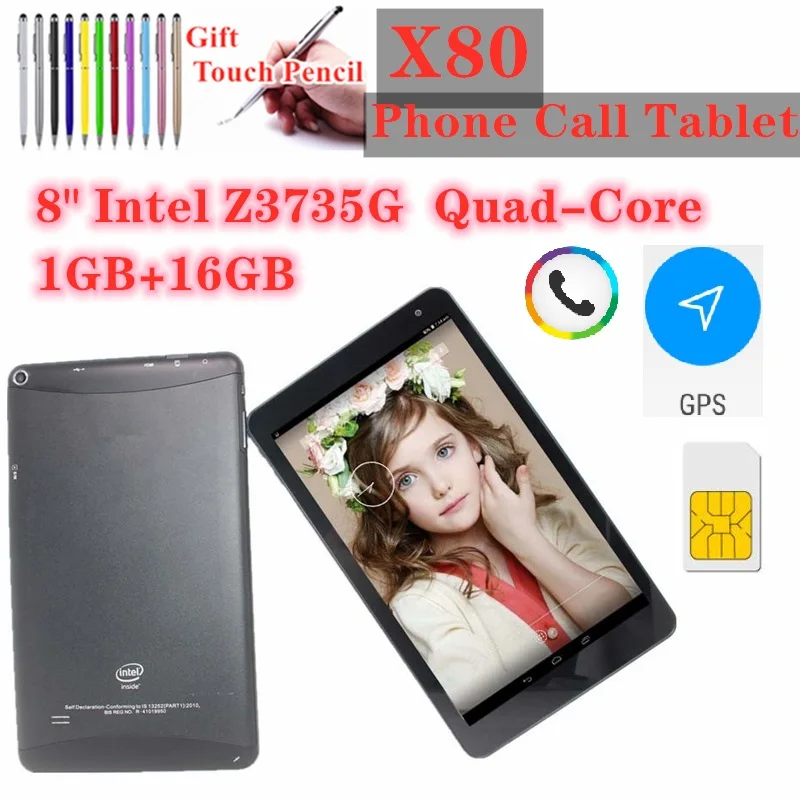 8インチx80 3 3g通話タブレットpcクアッドコアアンドロイド4 4 1ギガバイト 16ギガバイトwifi Phablet Atom Z3735g Gps 800 1280ピクセル Aliexpress パソコン オフィス