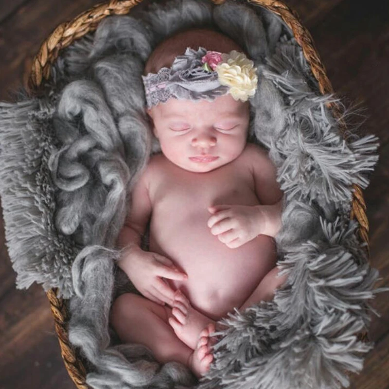 Фоновые реквизиты для фотосъемки новорожденных, шерсть, наполнитель, подстилка-подушка
