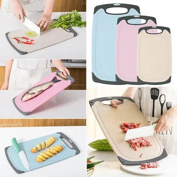 

3pcs Cook Supplies Easy Clean Eco Friendly Multicolor Non Slip Chopping Board Set Wheat Straw Hanging Up Cutting Home Kitchen