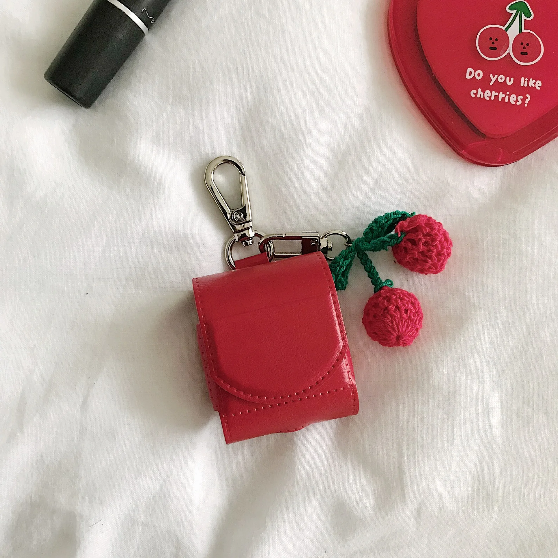 Чехол для AirPods милые красные фрукты вишня кожаный чехол наушников Apple Airpods 2