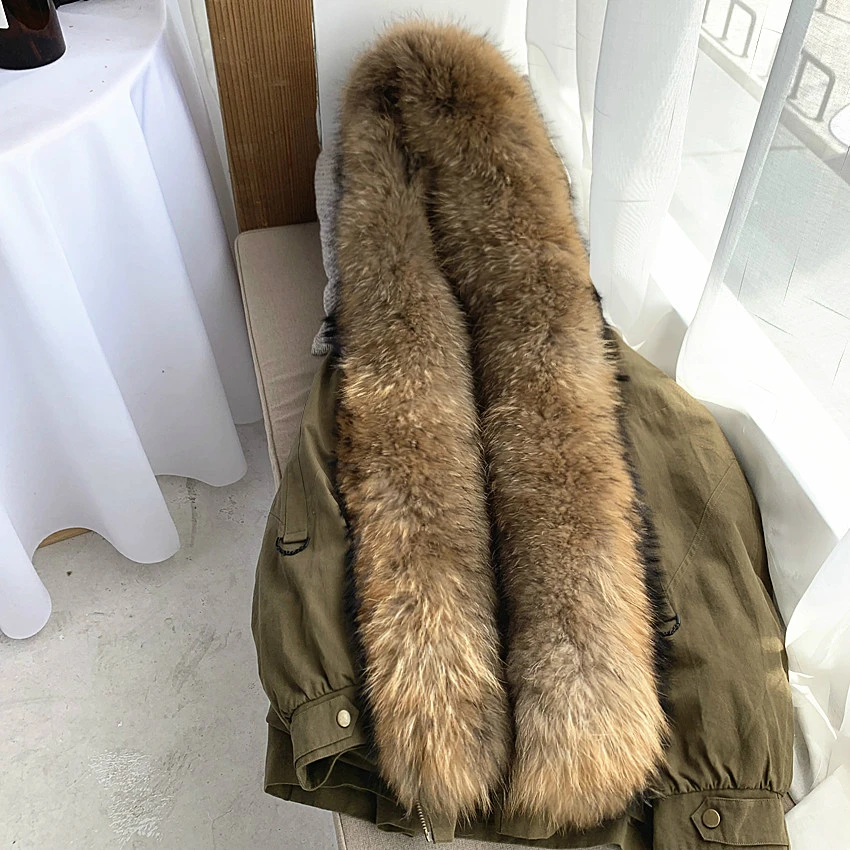 OFTBUY настоящая меховая парка зимняя куртка для женщин из натурального меха лисы енота пальто подкладка из кролика Толстая теплая верхняя одежда Уличная Роскошная