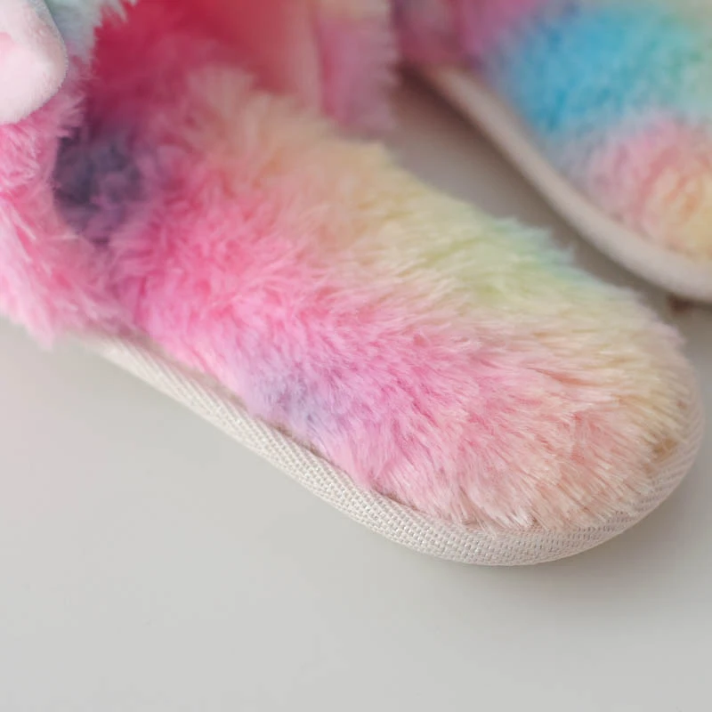 Millffy-cute-colorful-velvet-unicorn-plush-Open-toe-slippers-women-home-indoor-summer-rainbow-unicorn-slippers (1)