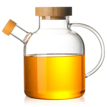 

650Ml Olive Oil Dispenser Bottle Horn Mouth Oil Pot Condiment Oil Glass Bottle Anti-Leak Oil Bottle Vinegar Soy Sauce Bottle Sma