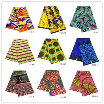 

Latest Ankara Fabric African Real 100% polyester Wax Print 6 Yards Veritable Wax African Batik Fabric For Wedding Dress 1318