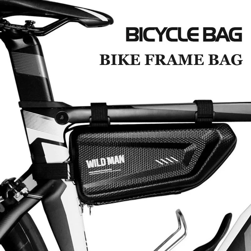 Flash Deal WILD MAN Mountain Bike Bag Rainproof Road Bicycle Frame Bag Cycling Accessories Hard Shell Tools Storage Panniers Capacity 1.5L 1