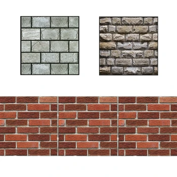 

4PCS/set Removable 3D Tile Wall Sticker PVC Fake Brick Adhesive Home Decors Pattern JCX9308