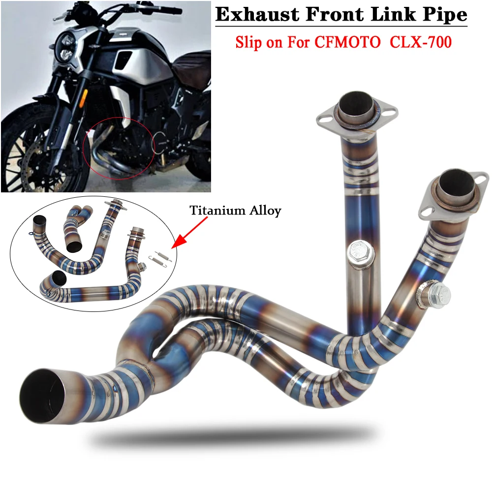 Slip on For CFMOTO CLX 700 CLX-700 Motorcycle Exhaust Front Link Pipe Titanium Alloy Modified Muffler Front Tube Connector
