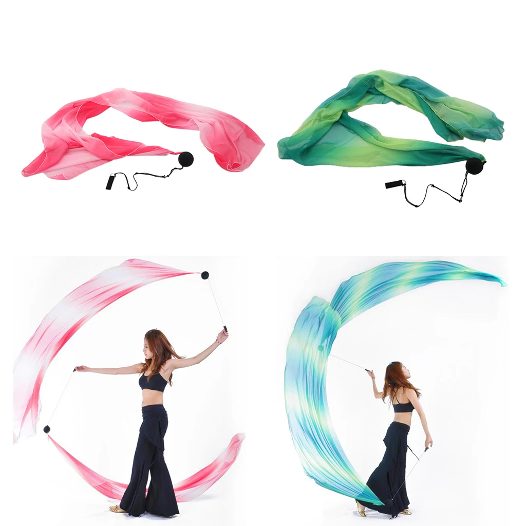 2x Flowy Silk Veil Throw Balls for Belly Dance Costume Dancing Accessories