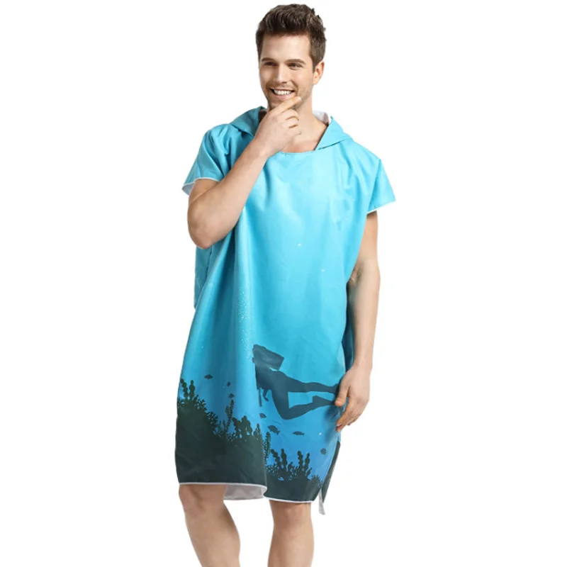 Divers печать пеленания халат банное полотенце мода открытый с капюшоном для взрослых пляжное полотенце-пончо Мужской халат полотенце s
