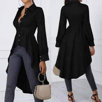 

Fashion Asymmetrical Tops Women's Spring Blouse ZANZEA 2020 Casual Lantern Sleeve Shirts Female Button Lapel Blusas Plus Size