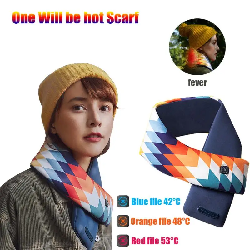 

Graphene Heating Scarf 3 Gear Adjustable Fiber Fabric Water Washable Interface Soft Warm Unisex Red Christmas Gift Retro Scarf