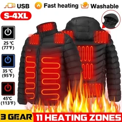Men 11 Areas Heated Jackets Autumn Winter Warm Flexible Thermal Hooded Jackets Usb Electric Heated Outdoor Vest Coat