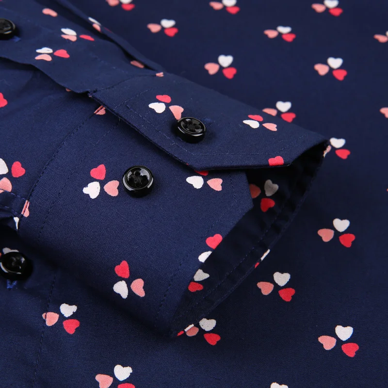 CAIZIYIJIA, новинка, принт с сердцем, длинный рукав, Camisa Masculina, модная мужская рубашка, Повседневная, на пуговицах, брендовая одежда размера плюс