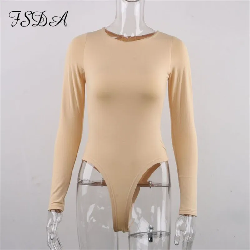 FSDA Long Sleeve Black Bodysuit O Neck Casual Spring Winter White Body Top Sexy Women 2020 Bodysuits Streetwear