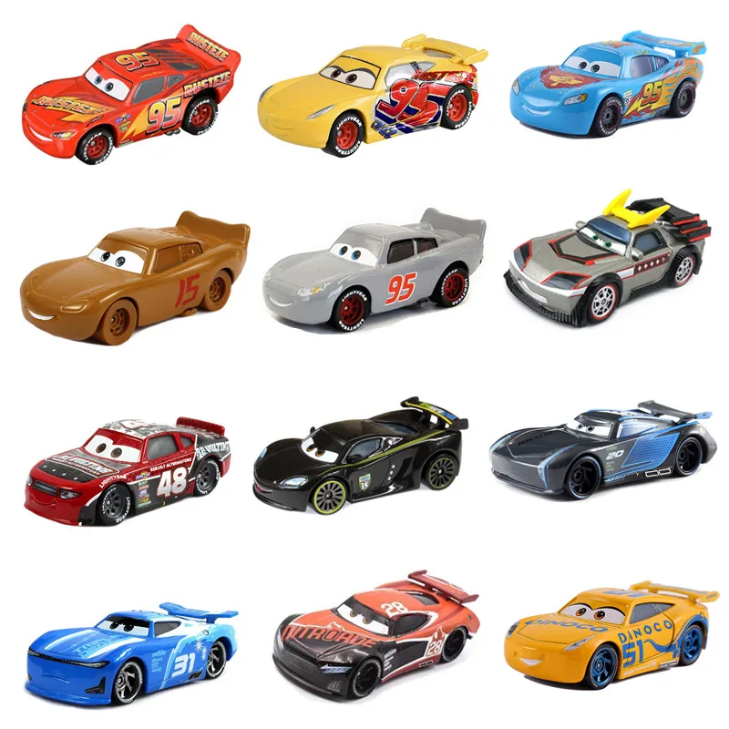 Disney-Coche de juguete de la película Pixar 2 3 para niños, juguete de coche McQueen Disney, 1:55, de aleación de metal fundido, regalo de cumpleaños y Navidad