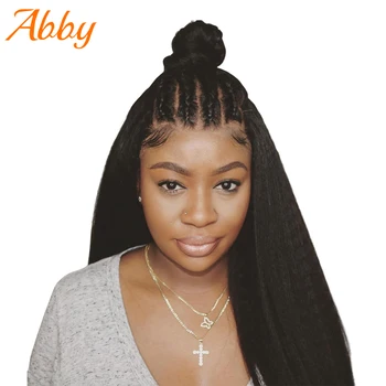 

Abby Human Hair Kinky Straight Lace Frontal Human Hair Wigs Brazilian 250% Density Yaki Straight Human Hair Wigs For Women