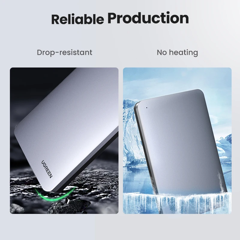 External Hard Drive Case Ugreen HDD Case USB C Hard Drive Enclosure for 2.5" SATA SSD HDD Aluminum USB C to SATA Adapter 3.1 Gen 2 Support UASP