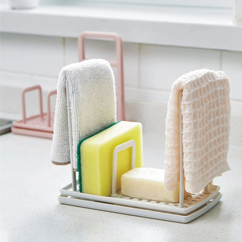 1pcs Kitchen Rag Racks Holders Dish Cloth Drain Free Punch Sponge Soap