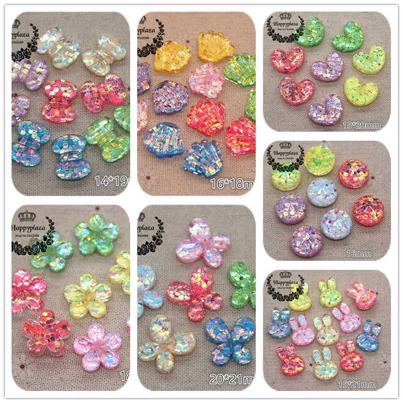 20pcs Middle Size New Mix Colors Glitter Resin Flower/Bow/Rabbit/Seashell/Heart Flatback Cabochon DIY Phone/Craft Decoration 20pcs Middle Size New Mix Colors Glitter Resin Flower/Bow/Rabbit/Seashell/Heart Flatback Cabochon DIY Phone/Craft Decoration