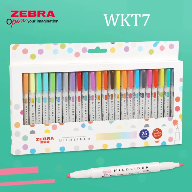 ZEBRA Mildliner Highlighter WKT7 Double-headed Marker Pen Set Hand