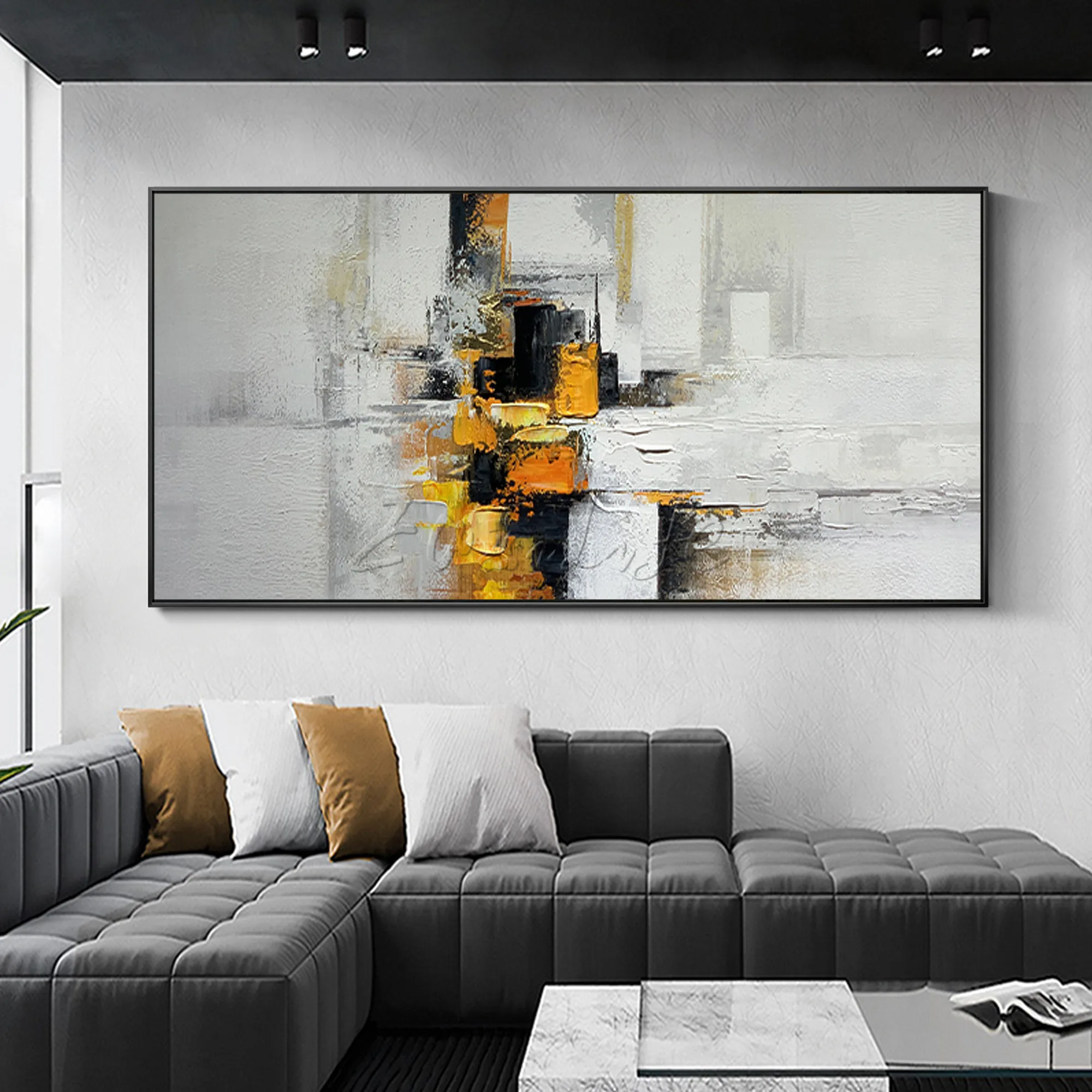 Abstract Colorful Painting on Canvas Brown Painting Original Oil Painting Canvas Black Contemporary Art Acrylic Painting for Home Decor