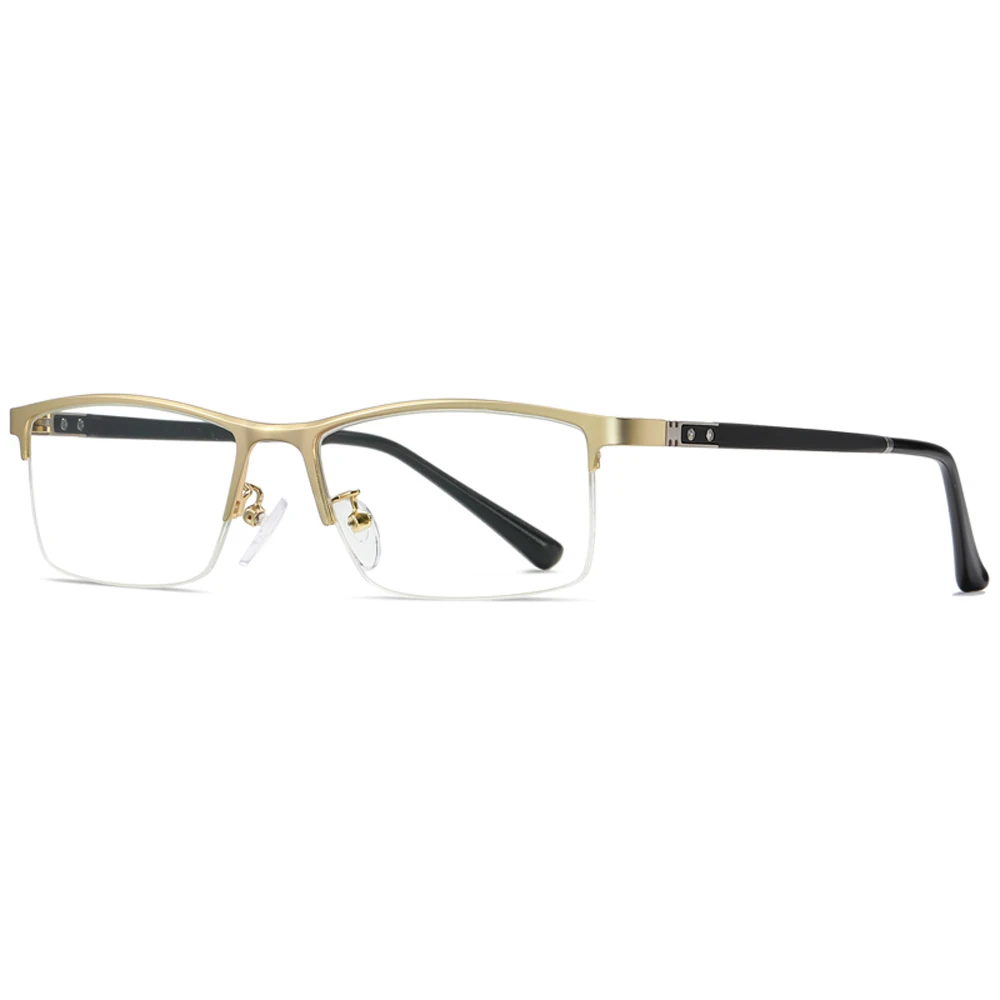 Veshion Anti Blue Light Rectangular Glasses for Men Half Frame Gold Tr90 Optical Male Clear Lens Semi-rimless | Аксессуары для