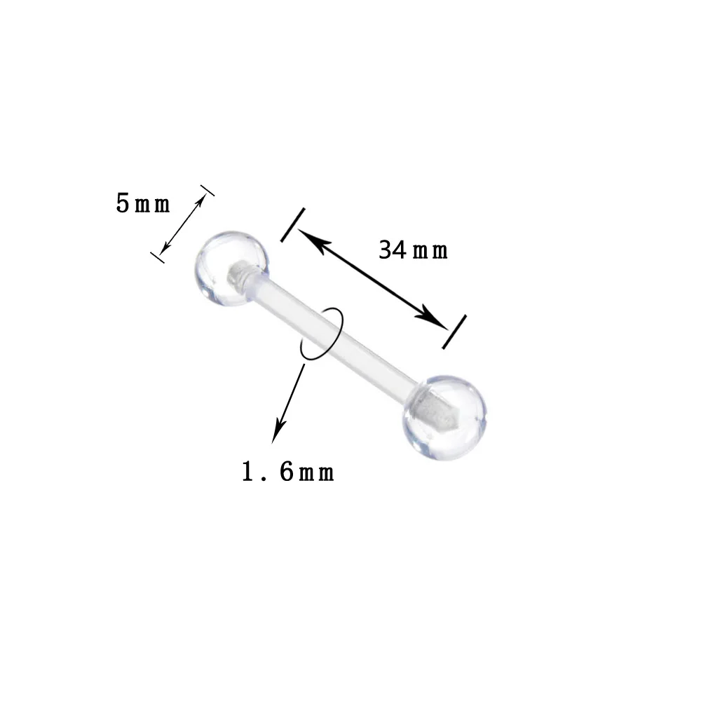 透明耳骨钉舌钉34mm