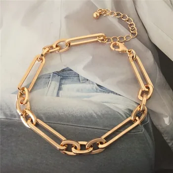 

Chunky Gold Color Plating Chain Linked Bracelet Ankelet For Women Gorgeous Elegant Casual Punk Lovely Jewelry Accessory