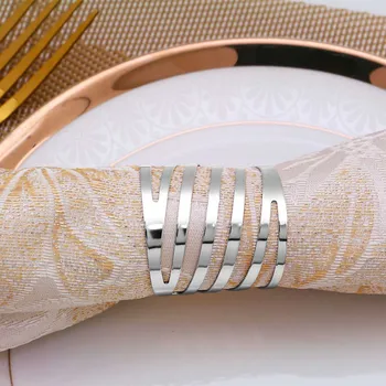 

12pcs Back Pattern Wedding Napkin Rings Table Decoration Hollow Out Family Gatherings Napkin Buckle Holder Hotel Home Restaurant