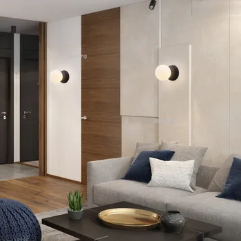 

Nordic Wall Lamp Round White Glass Led Wall Light Bedroom Bedside Restaurant Aisle Wall Lamps Sconce Bathroom Indoor Lighting