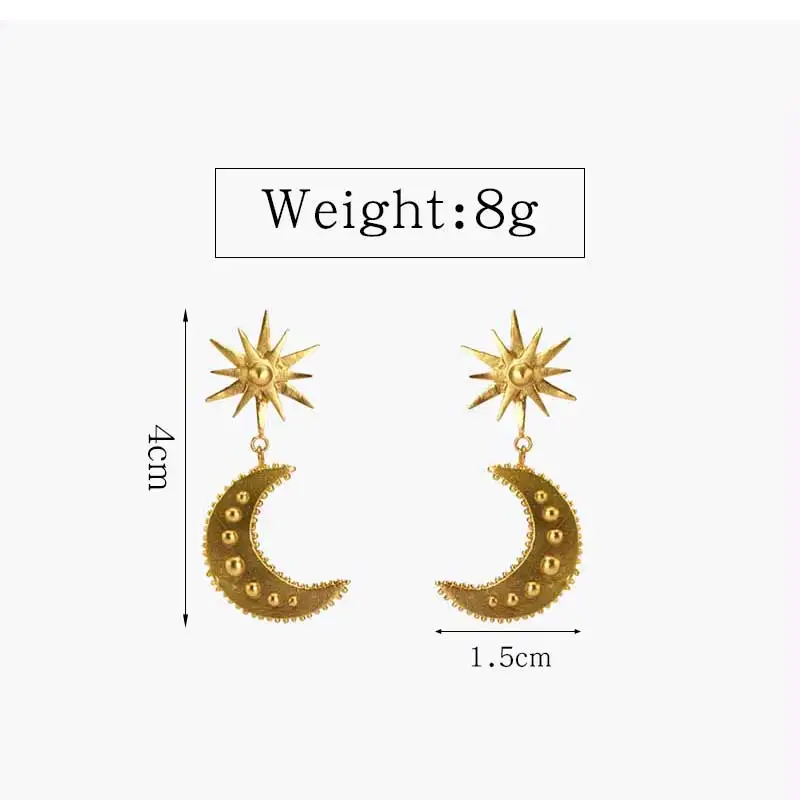 Дизайн Дамская Романтическая звезда Луна короткие Висячие серьги для женщин золотой цвет Минималистичная серьга в форме Луны ювелирные изделия